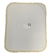 BARCELLINO - Stripe & Heart Blanket - White