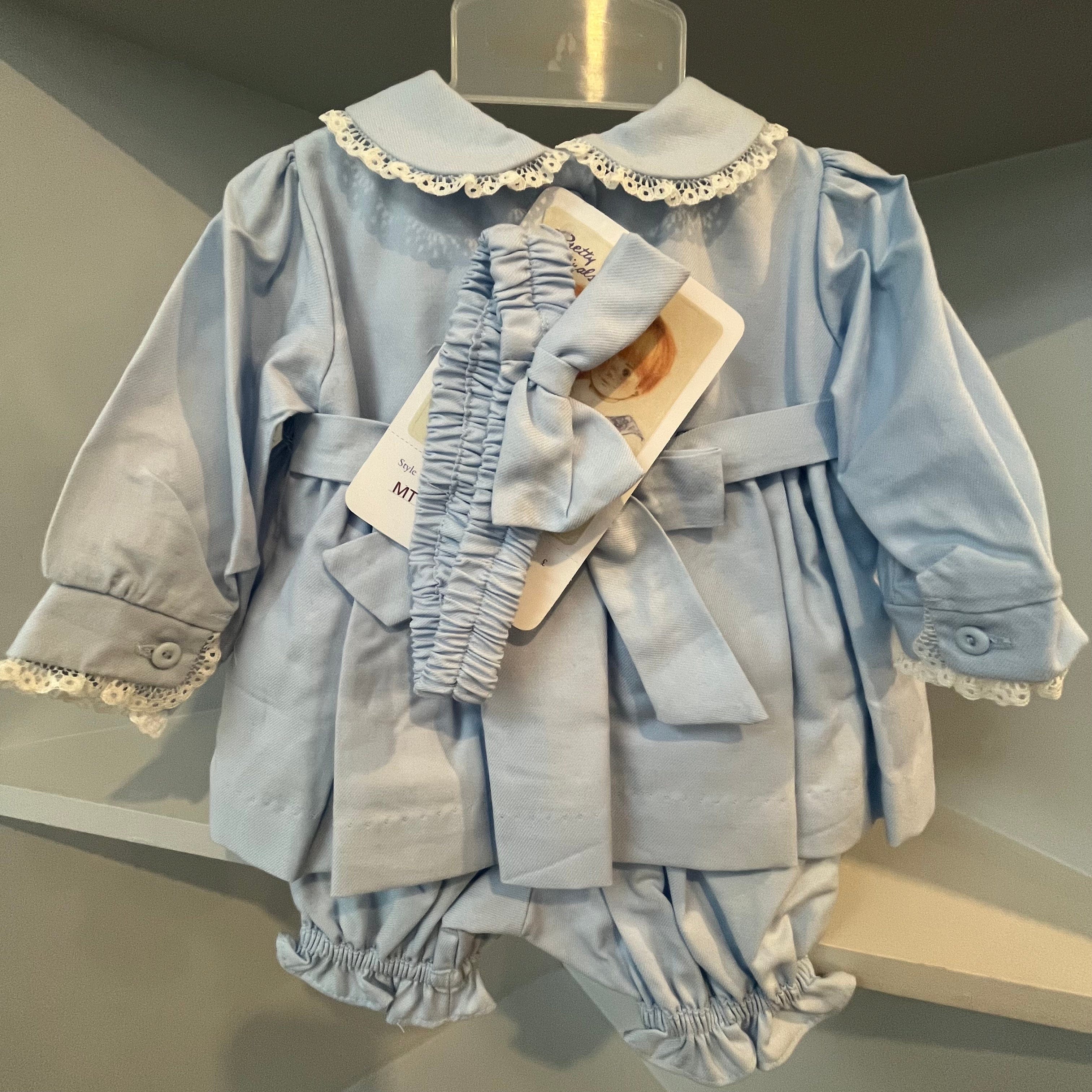 PRETTY ORIGINALS - Smocked Dress Set & Hairband  - Blue