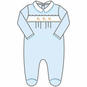 MAGNOLIA BABY - Springtime Bunny Smocked  Babygrow - Blue