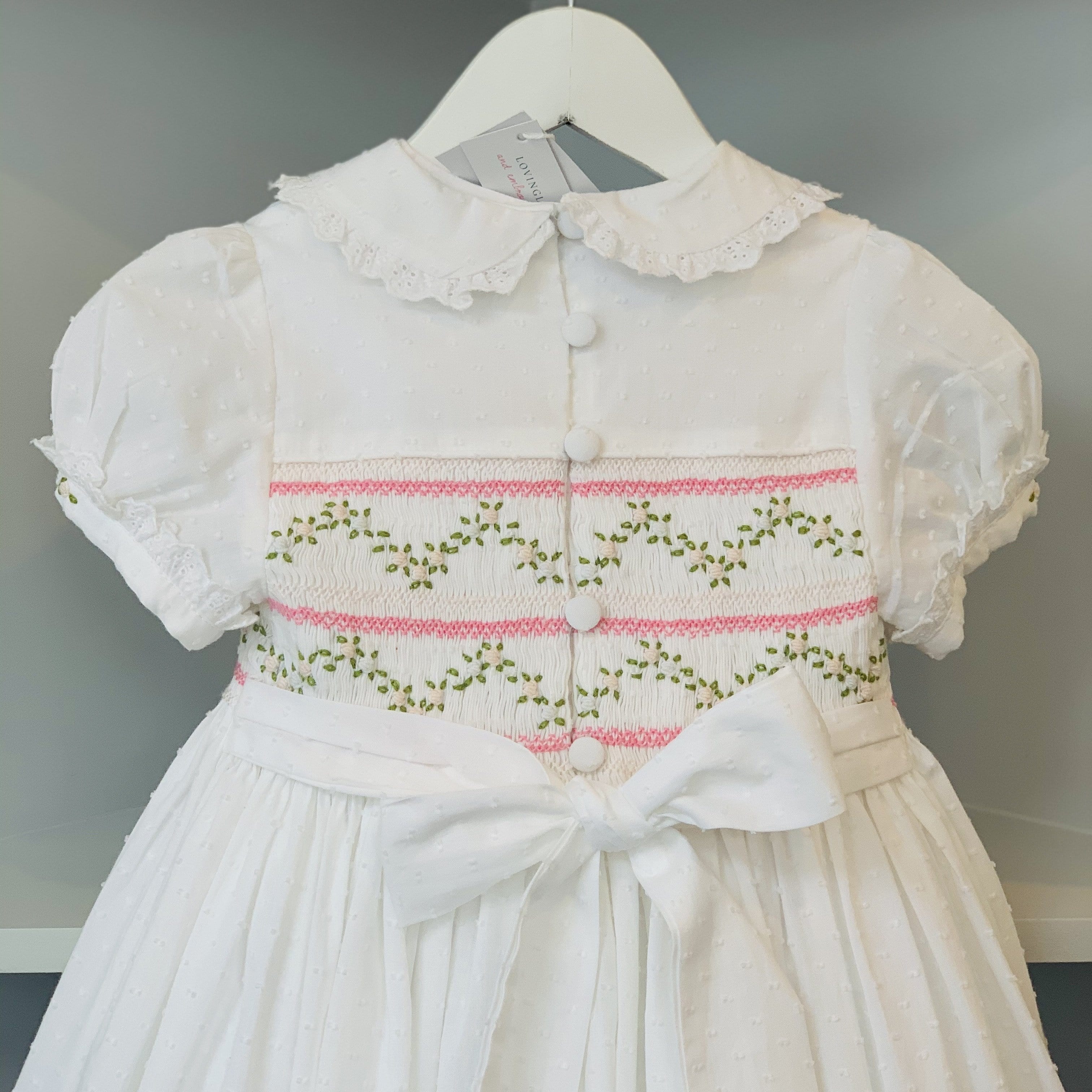 ANNAIFE - Exclusive Swiss Dot Garland Smock Dress