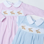 MAGNOLIA BABY - Springtime Bunny Smocked  Babygrow - Pink