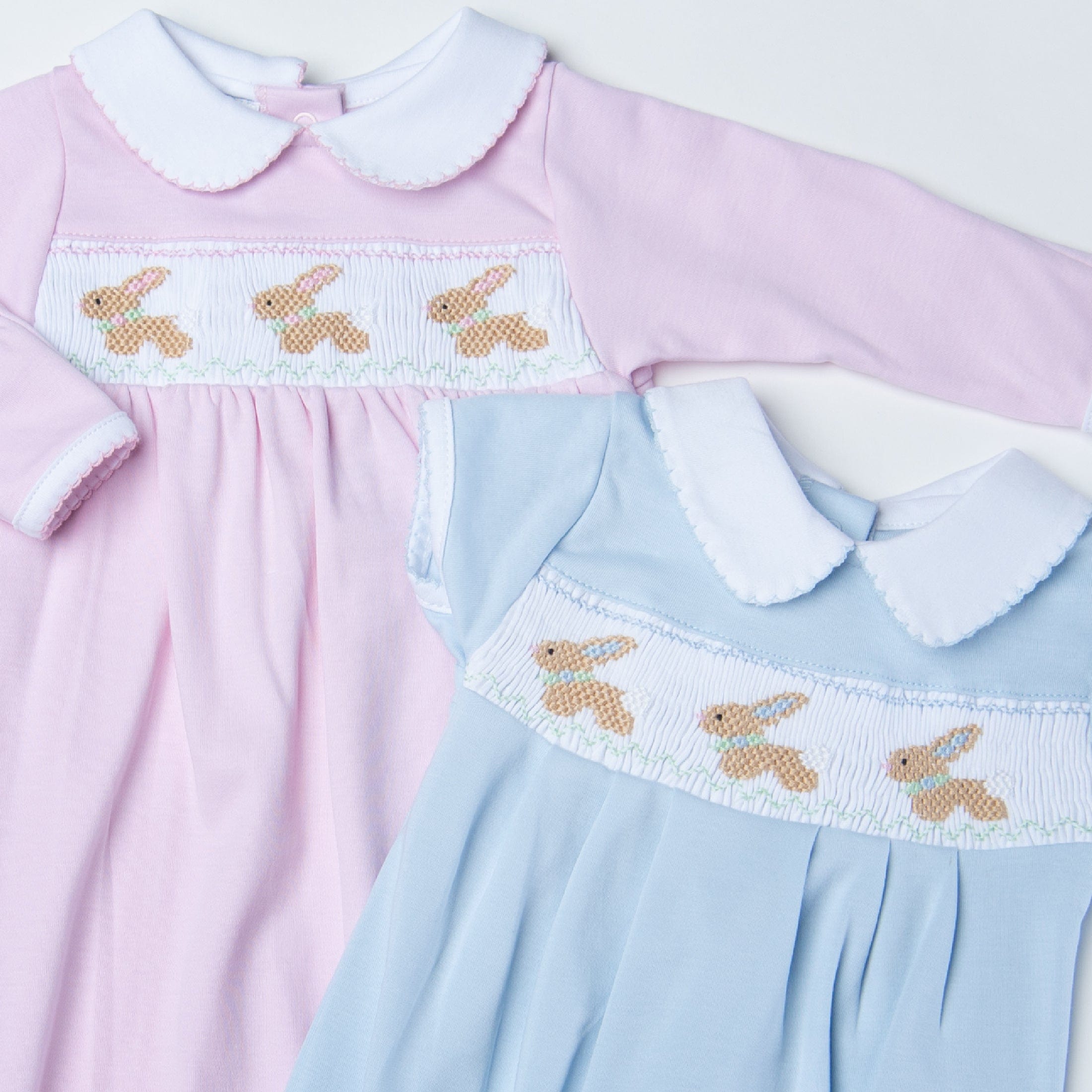 MAGNOLIA BABY - Springtime Bunny Smocked  Babygrow - Pink