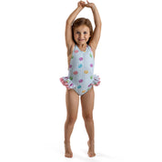 MEIA PATA - Mahe Macarons Print Swimsuit - Pink