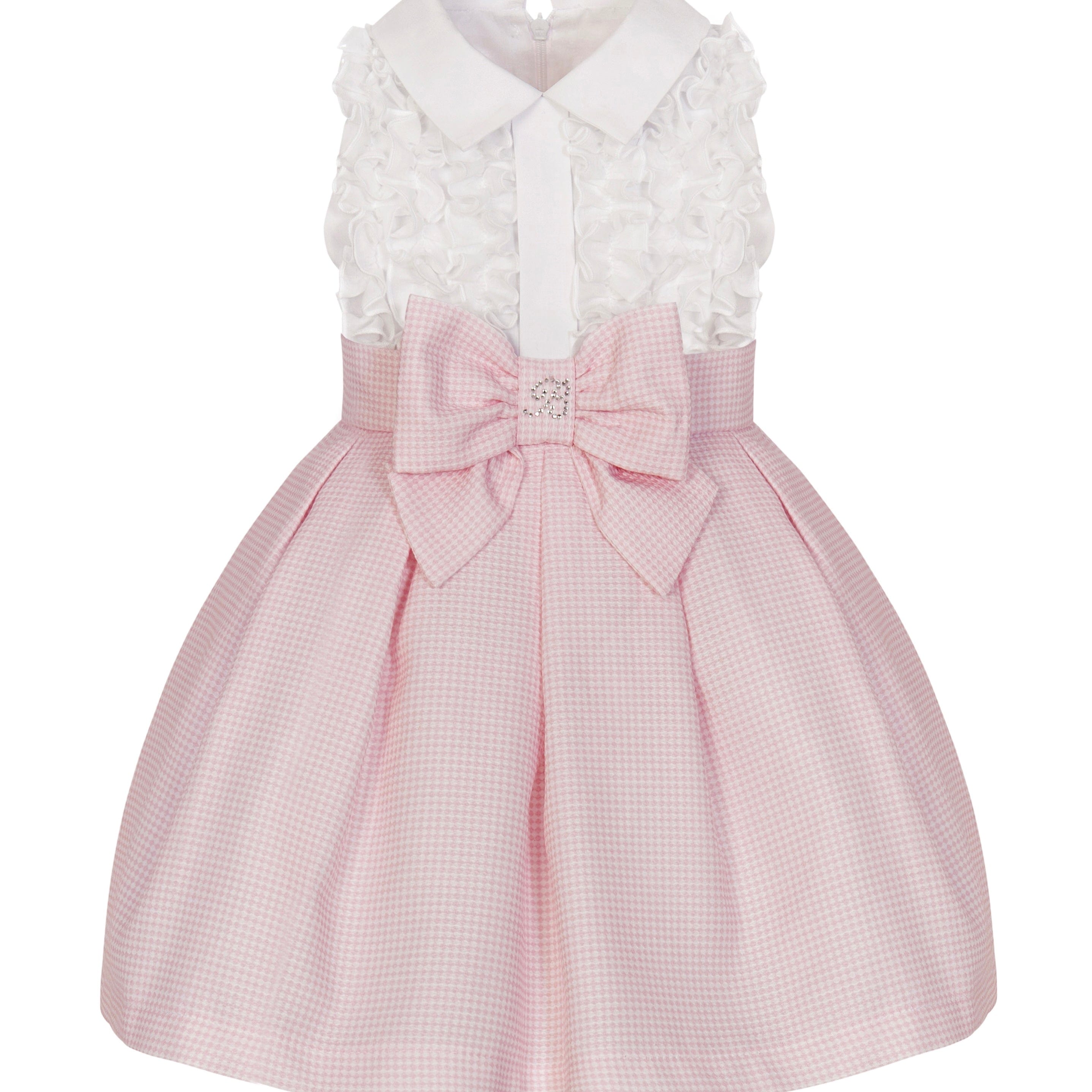 BALLOON CHIC - Blouse Bow Gingham Dress - Pink