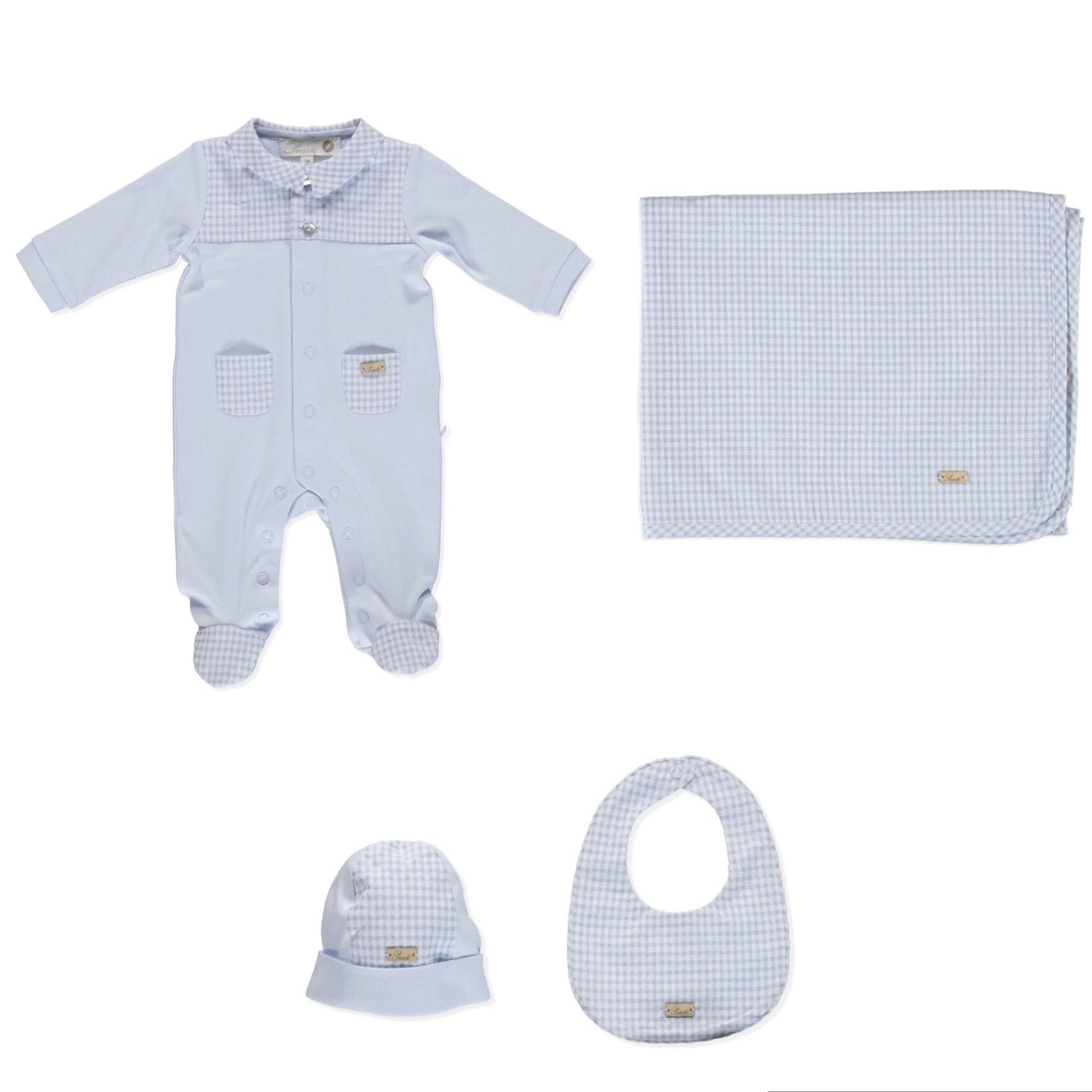 PURETÉ - Gingham Baby Layette Set - Blue