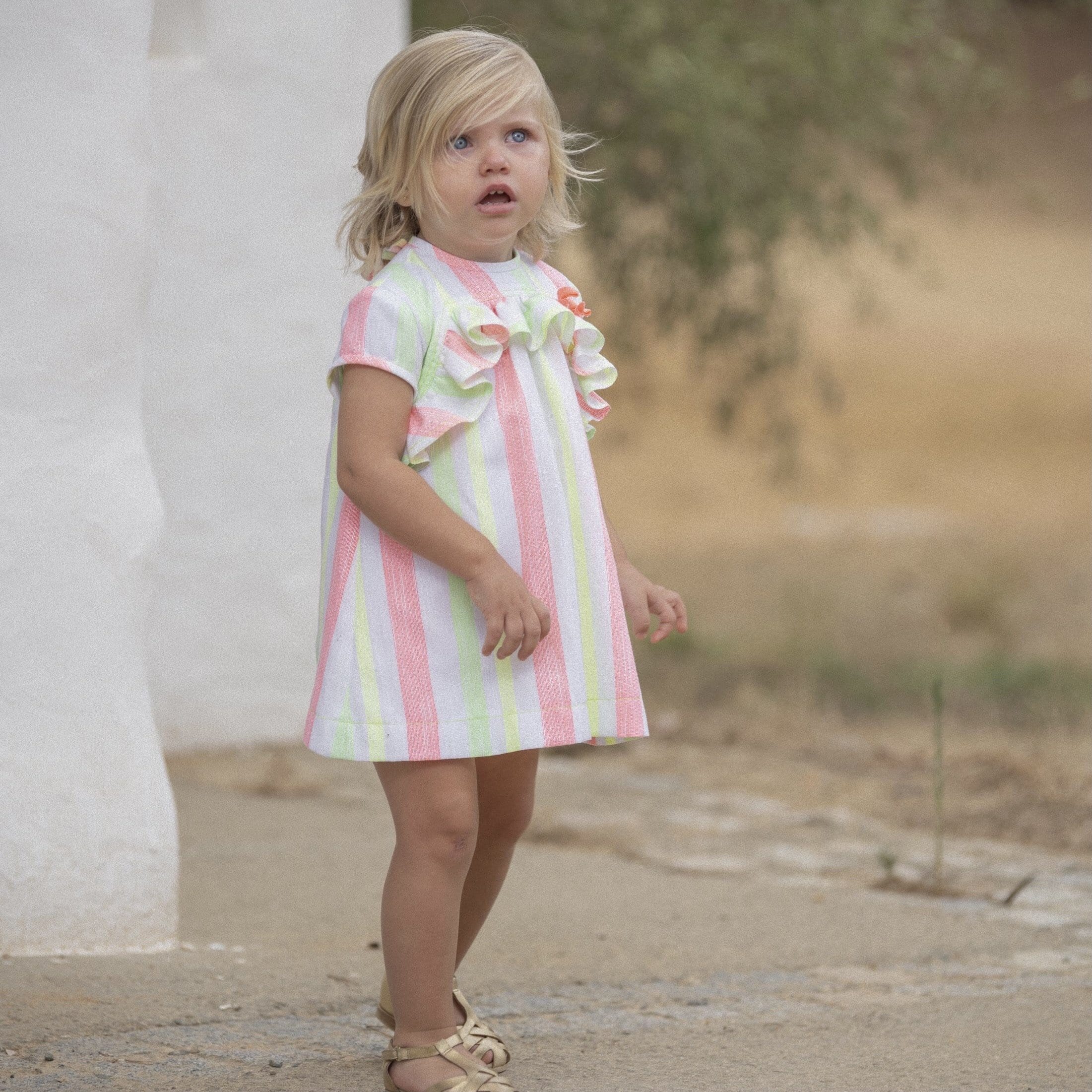 JOSE VARON - Neon Stripe Baby Dress