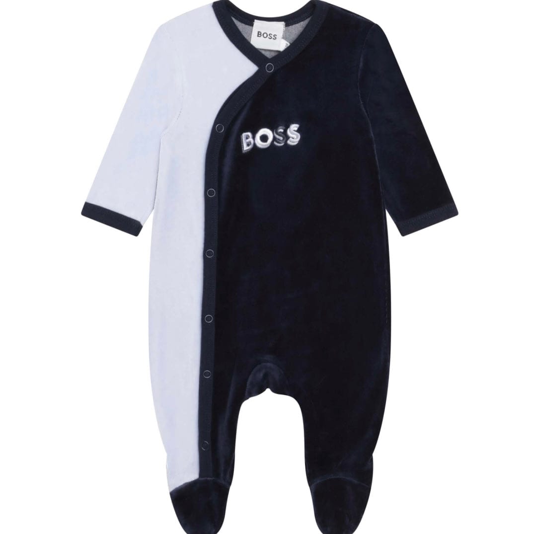 HUGO BOSS - Velour  Babygrow -  Navy