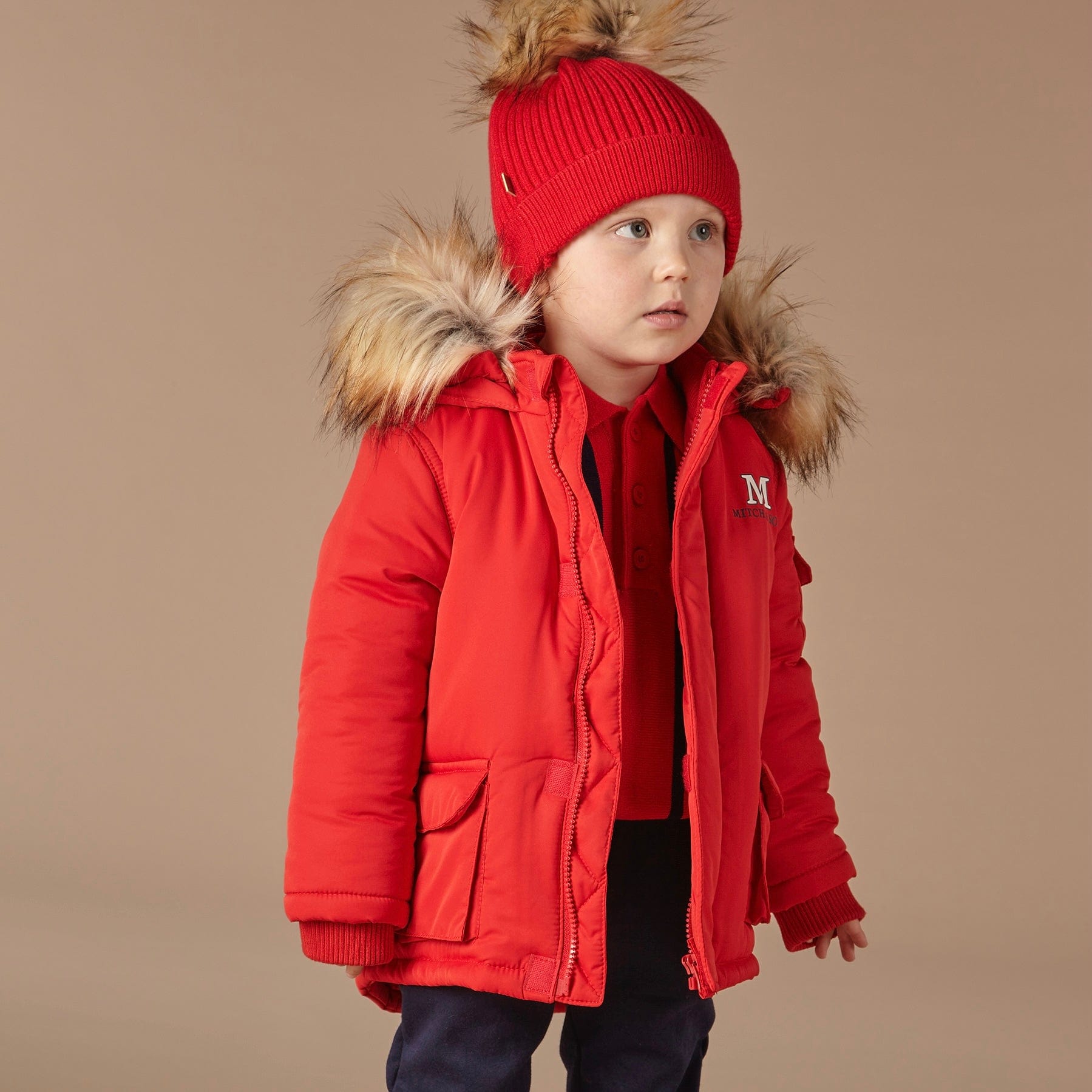 MITCH & SON - Findlay Faux fur Trim Jacket - Red