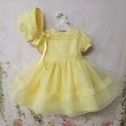 BLUEBELLS - Trixabelle Easter Organza Dress & Bonnet - Lemon