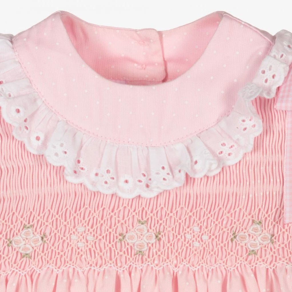 PRETTY ORIGINALS - Smocked Romper & Hairband - Pink