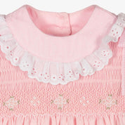 PRETTY ORIGINALS - Smocked Romper & Hairband - Pink