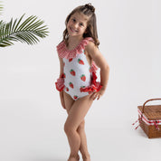 MEIA PATA - Cannes Strawberries Print Swimsuit - Red