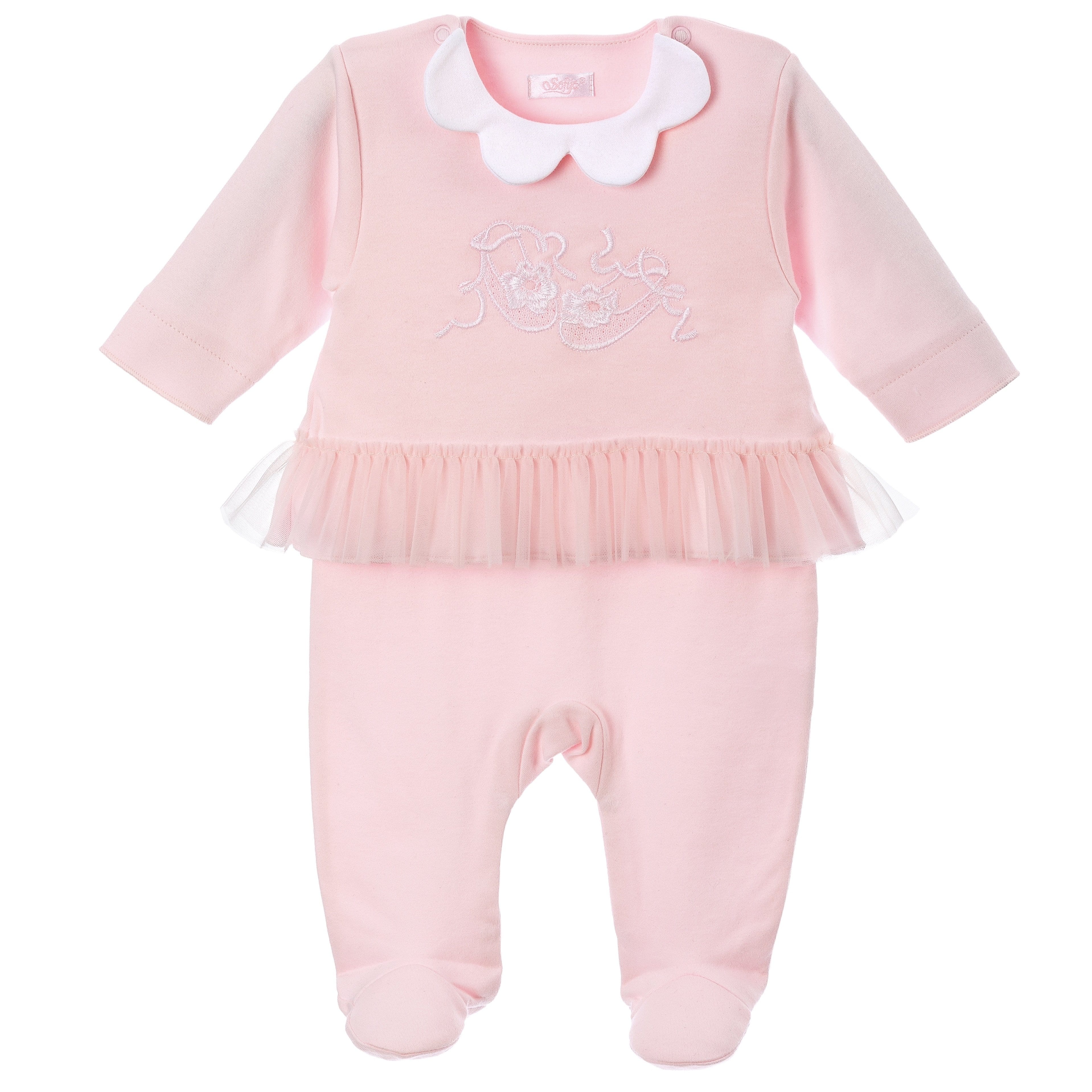 Sofija -  Scalloped Collar Tutu Babygrow - Pink