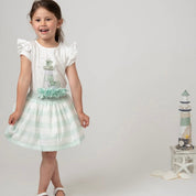 CARAMELO KIDS - Diamanté Light House Striped Skirt Set - Mint