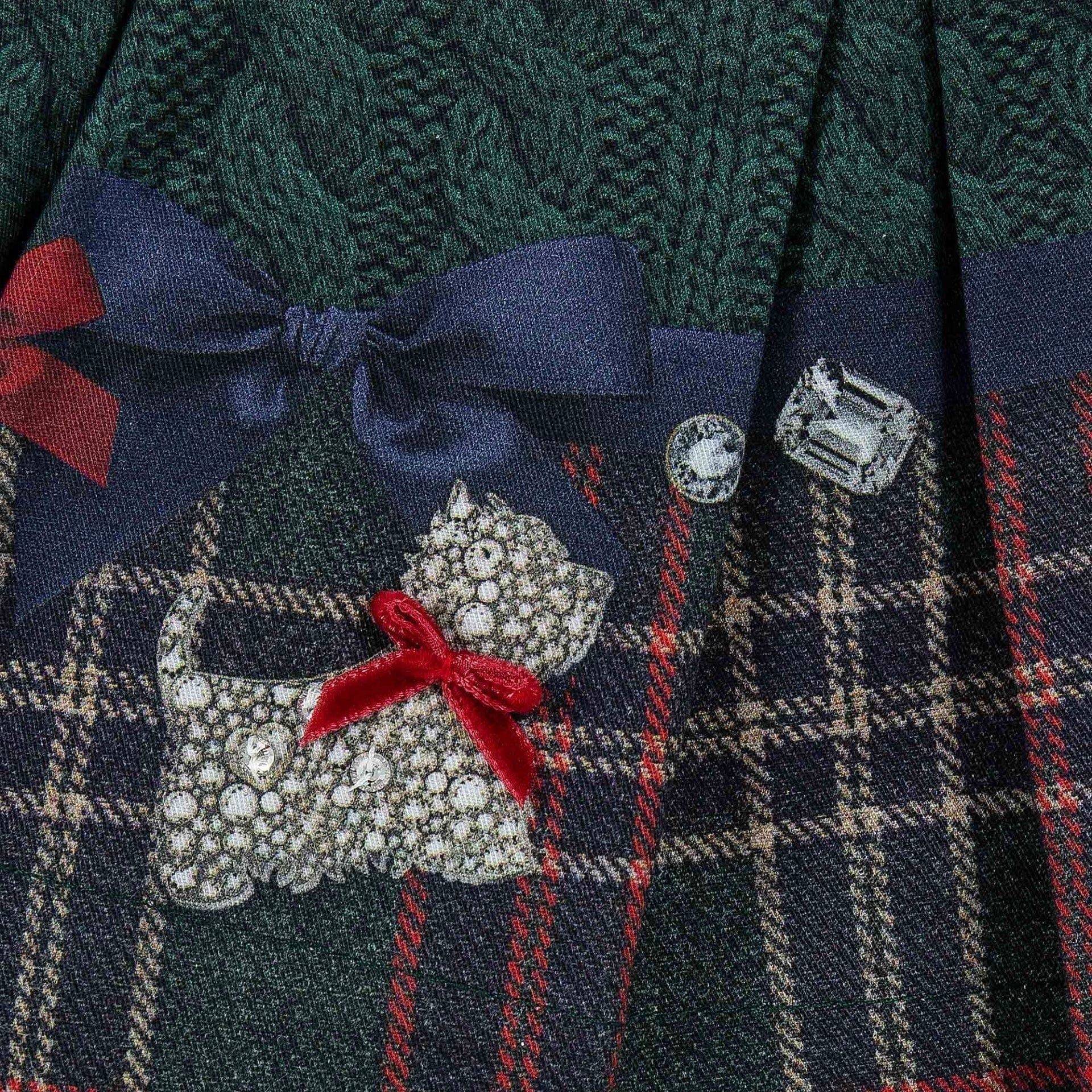 LAPIN HOUSE - Scotty Dog Tartan Skirt Set - Red