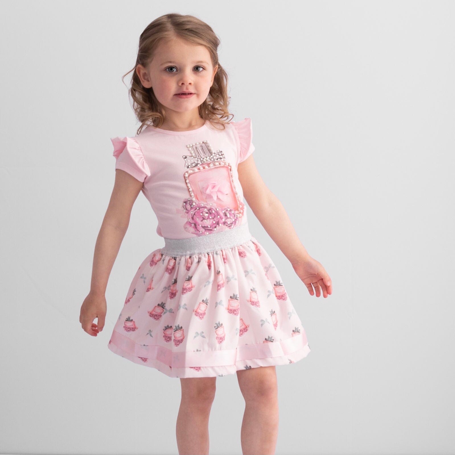 CARAMELO KIDS - Perfume Bottle Skirt Set - Pink