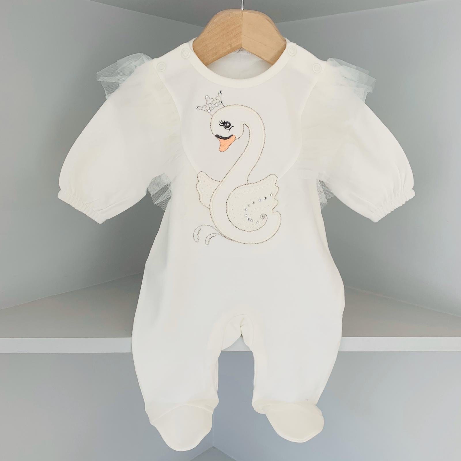 SOFIJA - Swan Babygrow - Cream