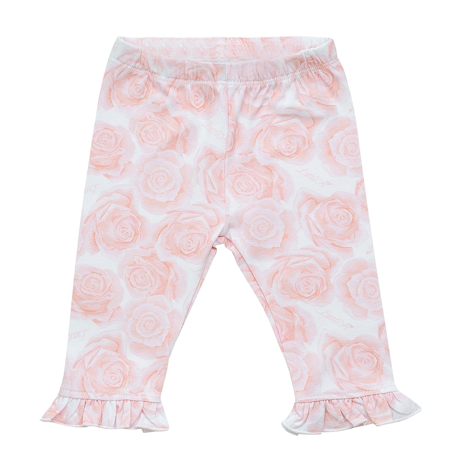 LITTLE A -Goldie Summer Bloom Rose Legging Set  - White