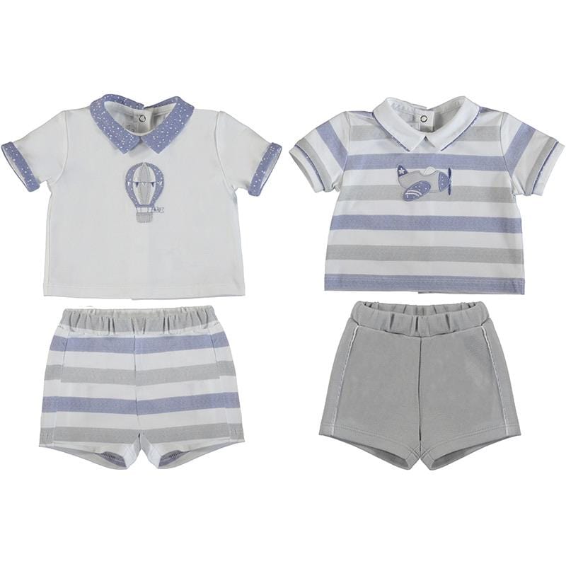 MAYORAL - Hot Air Balloon Short Set 2 Pack - White/Grey
