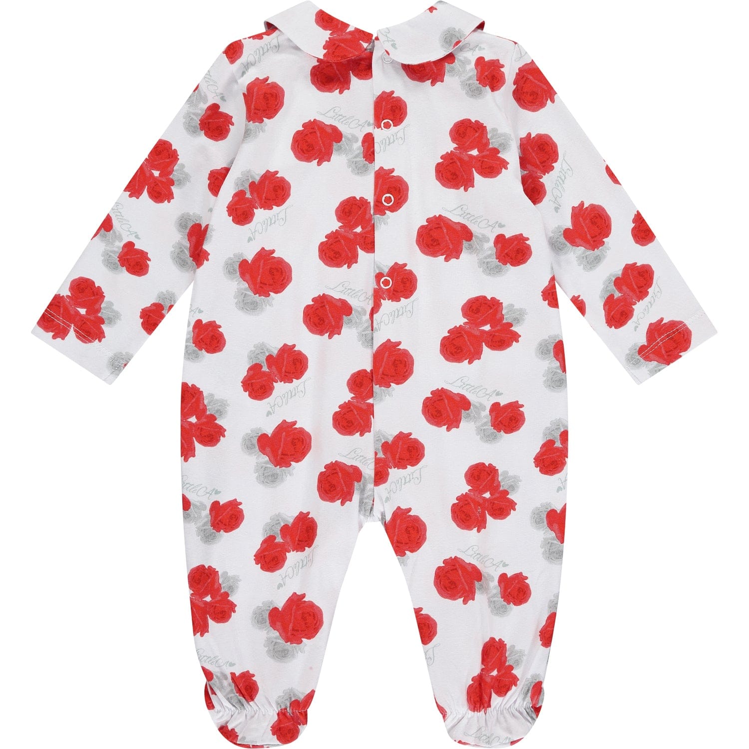 LITTLE A - Florina Rose Print Babygrow - White