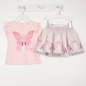 CARAMELO KIDS - Butterfly Skirt Set - Pink