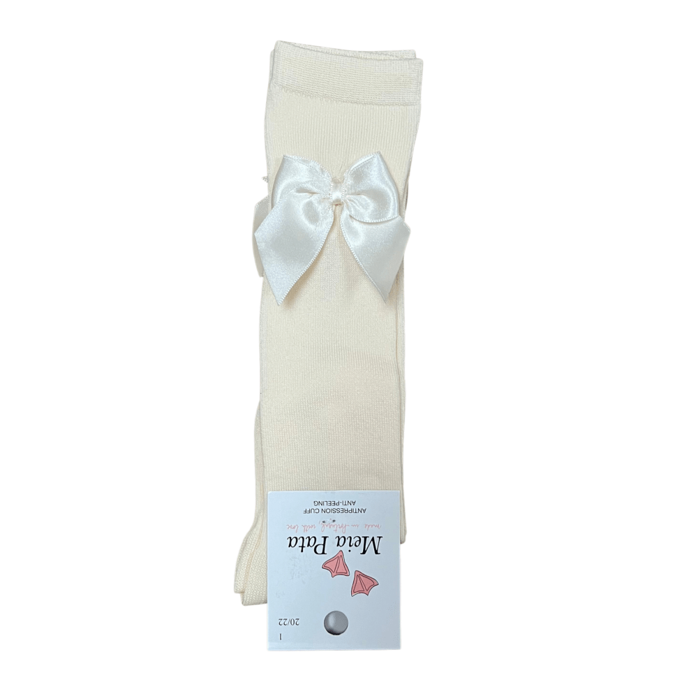 MEIA PATA - Over Knee Bow Sock - Cream