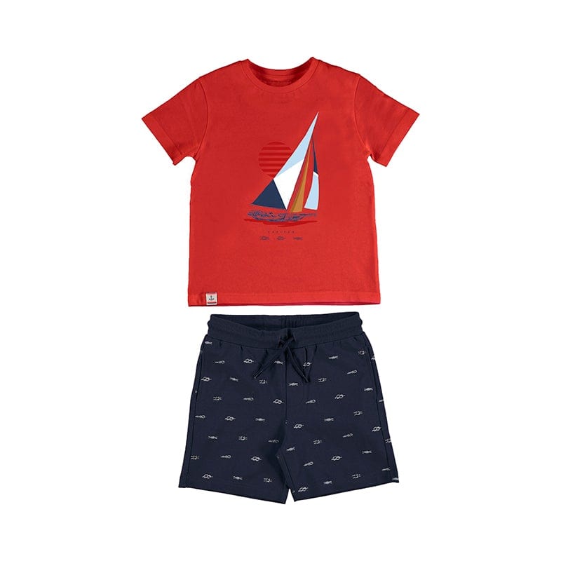 Mayoral - Short & Boat T Shirt Set - Red