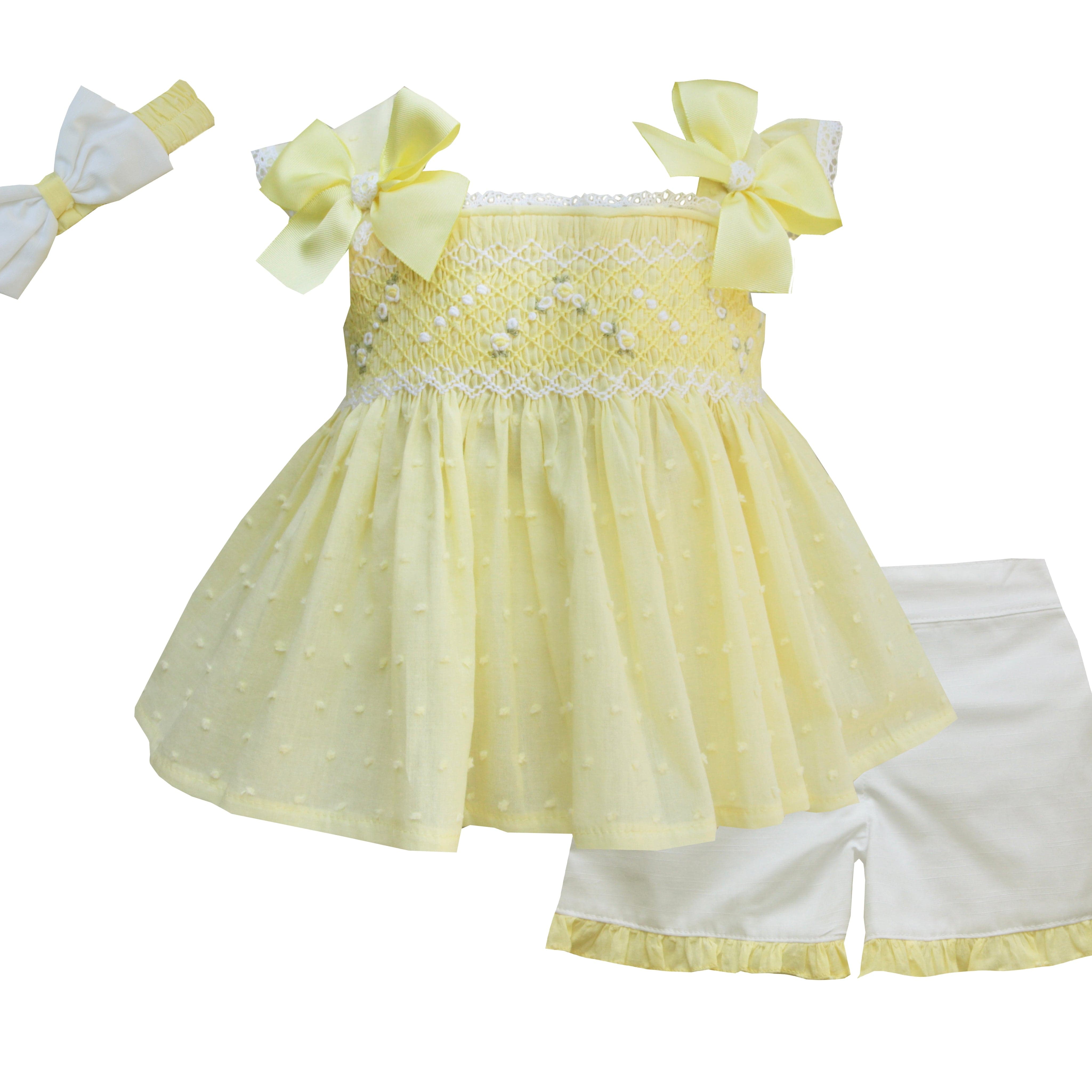 PRETTY ORIGINALS - Smock Short Set & Hairband - Yellow