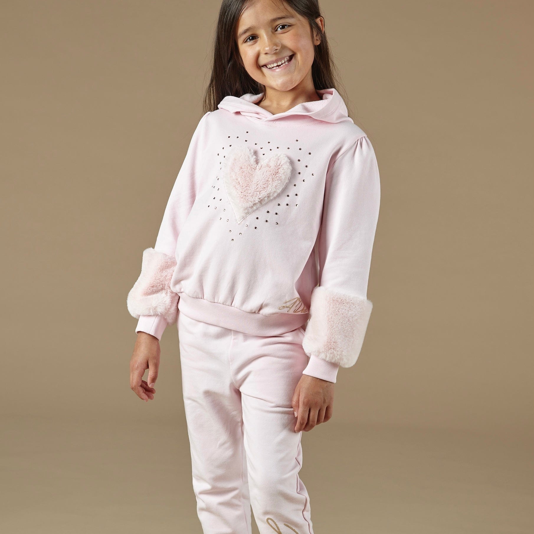 A DEE - Paris Faux Fur Heart Tracksuit - Pale Pink