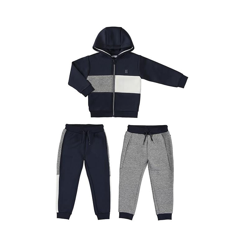 MAYORAL - Stripped Two Pant Tracksuit With Hood - Navy