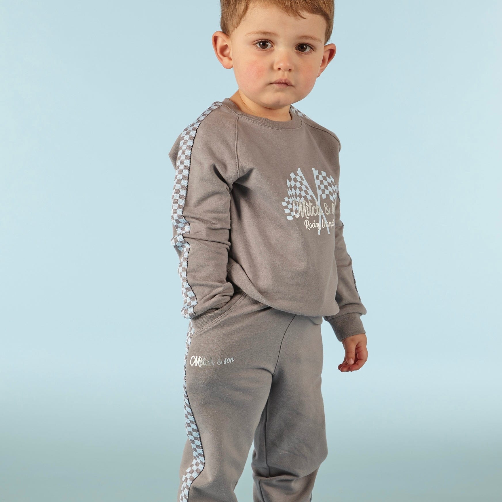 MITCH & SON - Ernest Flag Graphic Tapes Swearshirt Set - Grey