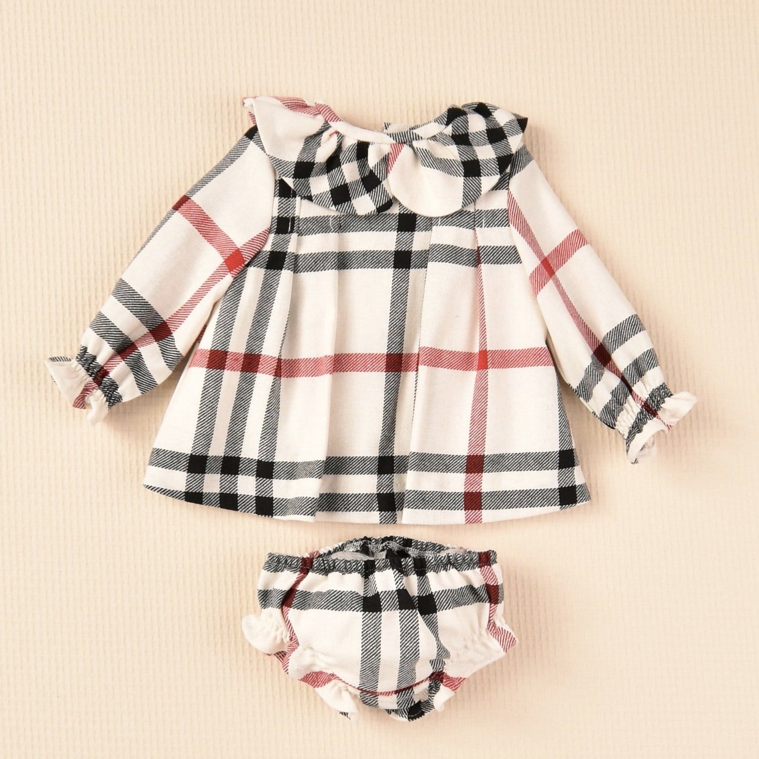 JOSE VARON - Check Baby Dress - Cream