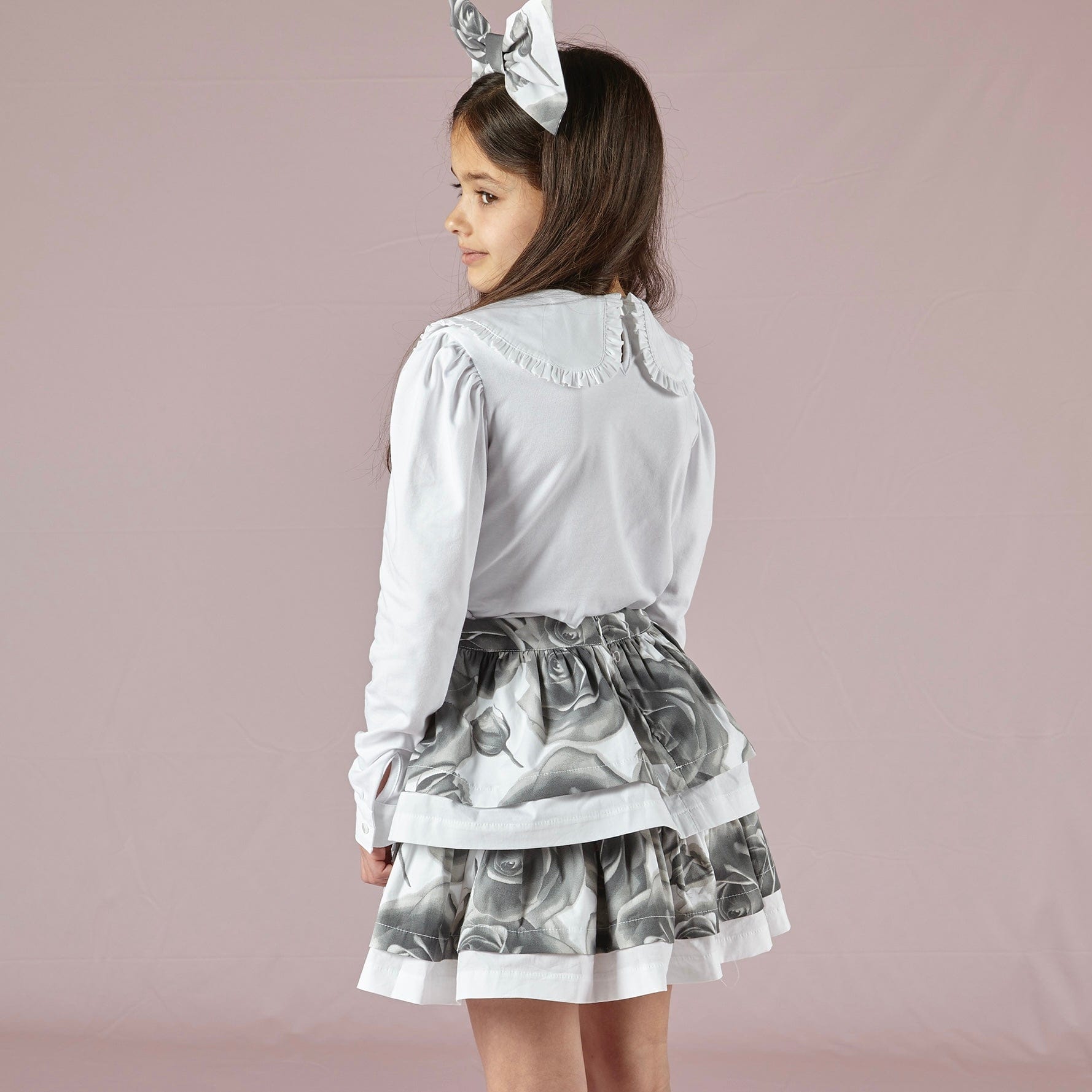 A DEE - Tallulah & Tessy Rose Print Skirt Set - White