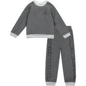 A DEE - Tamara Lurex Frill Tracksuit - Dark Grey
