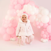 LITTLE A - Emilia Leopard Print Jacket With Faux Fur Trim - Baby Pink