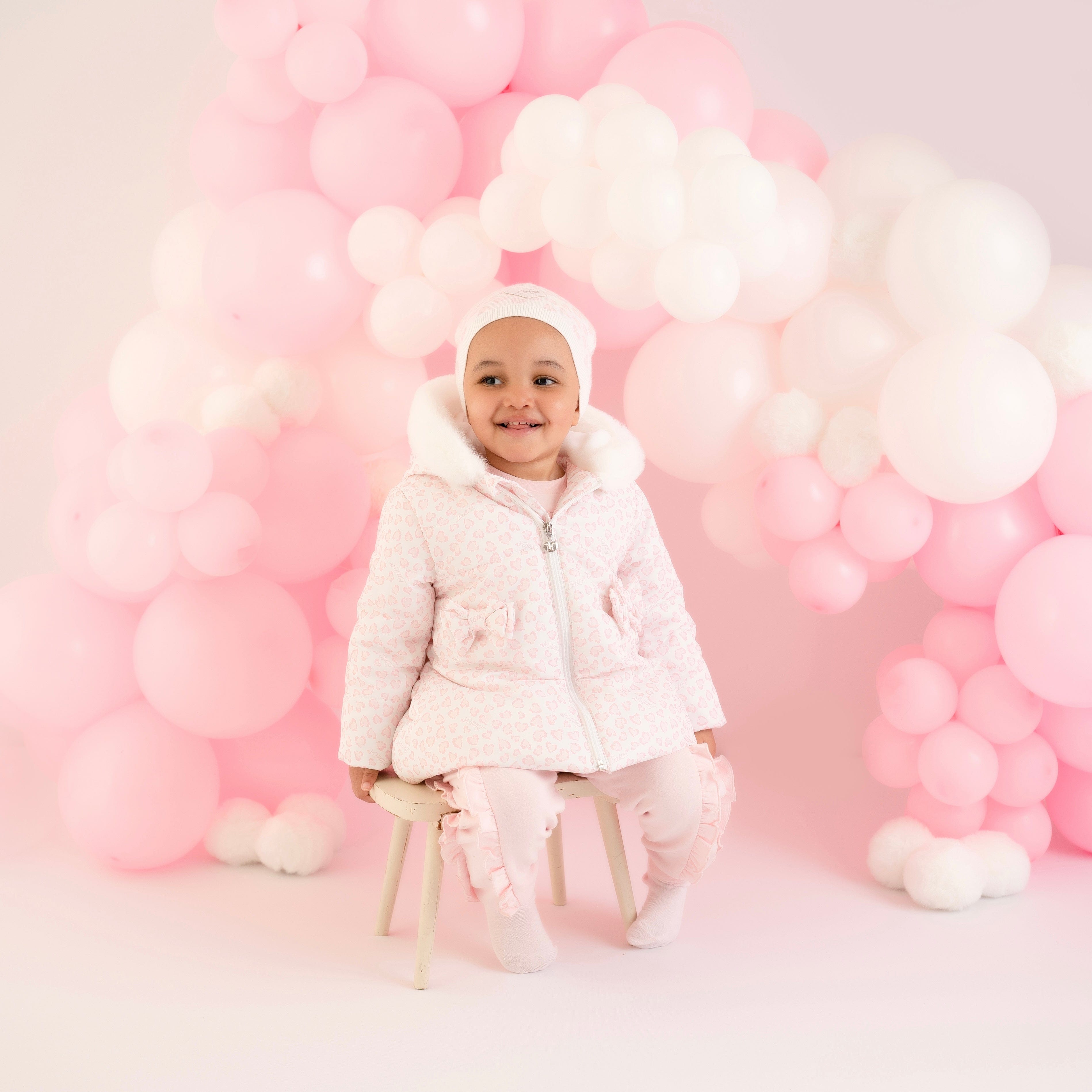 LITTLE A - Emilia Leopard Print Jacket With Faux Fur Trim - Baby Pink