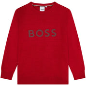 HUGO BOSS - Logo Knit Sweater -  Red