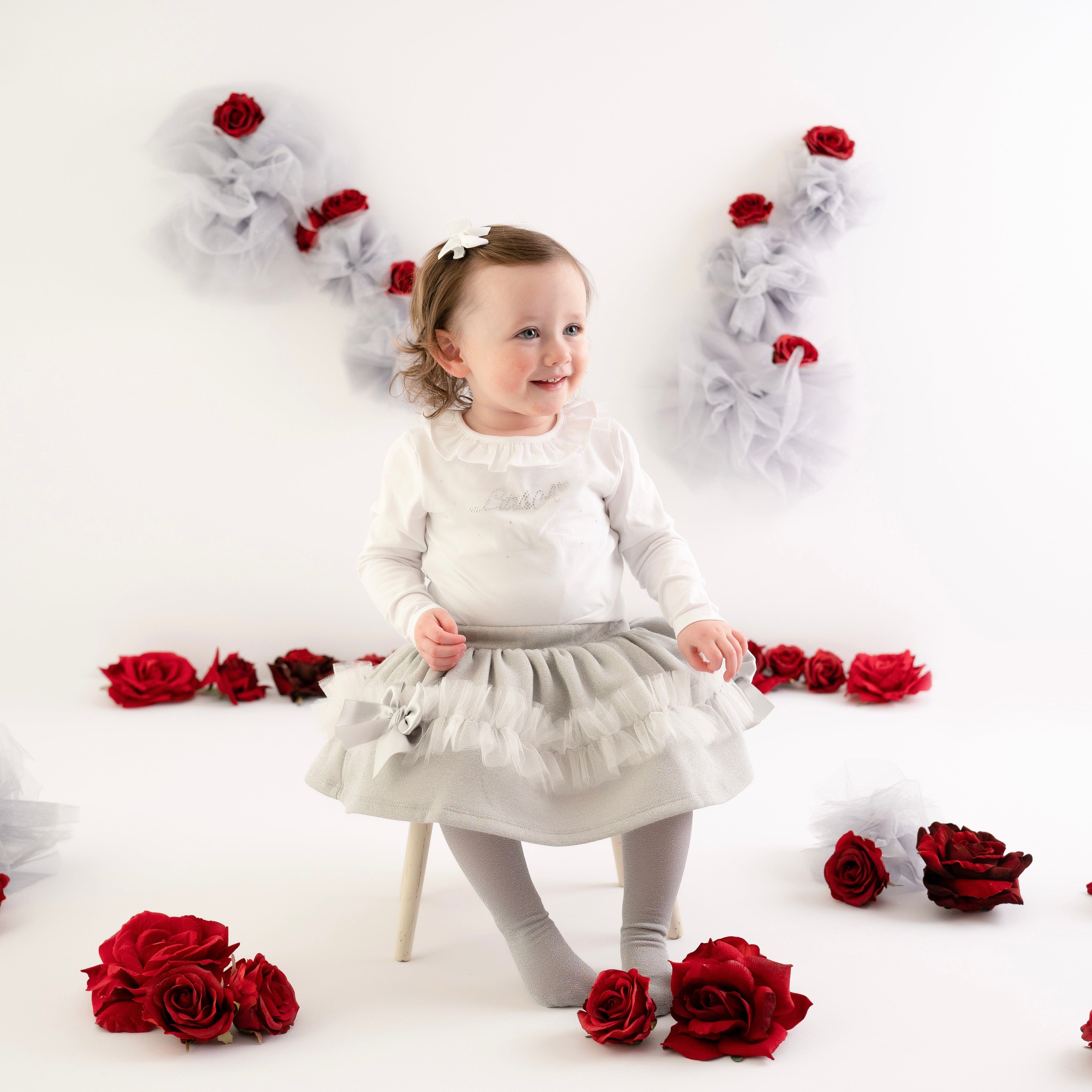 LITTLE A - Freida Lurex Skirt Set - White