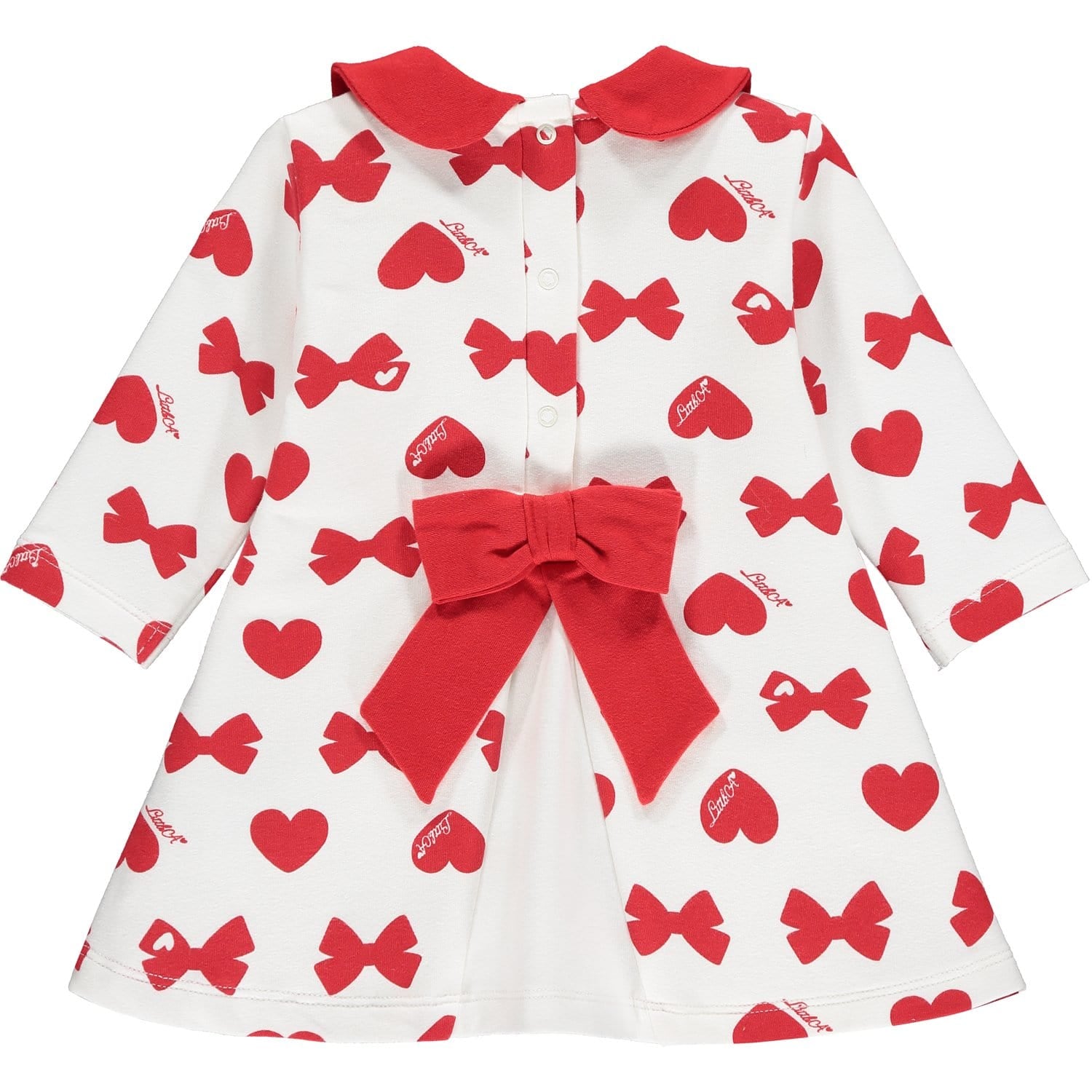 LITTLE A -  Bows & Hearts Print Dress - Red