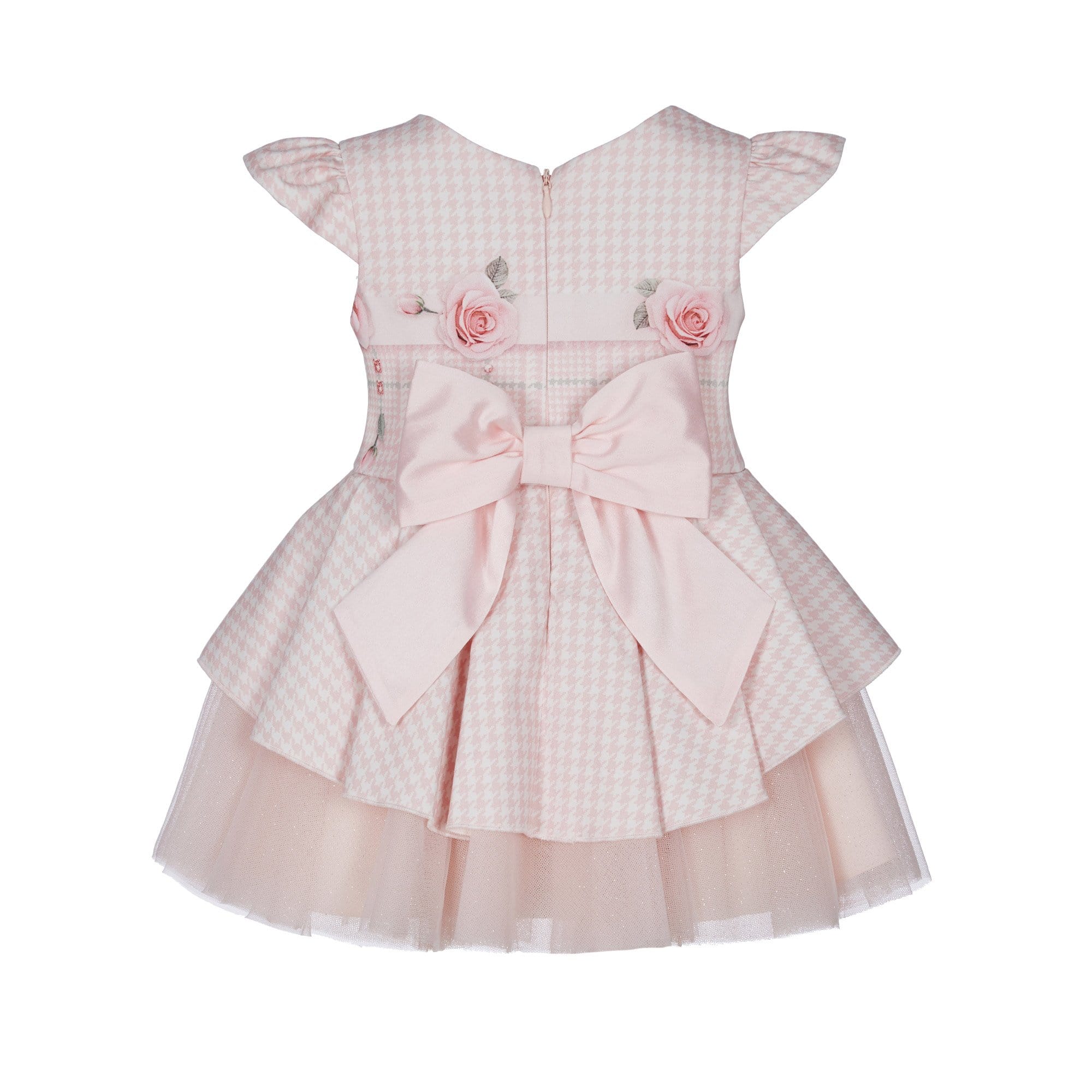LAPIN HOUSE - Dog Tooth Rose Big Bow Dress - Pink