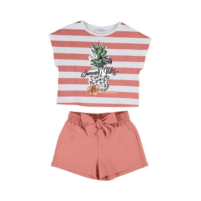 MAYORAL - Stripe Pineapple Short Set - Peach