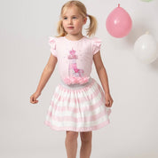 CARAMELO KIDS - Diamanté Light House Striped Skirt Set - Pink