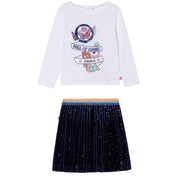 BILLIEBLUSH - Velour Skirt Set - Navy
