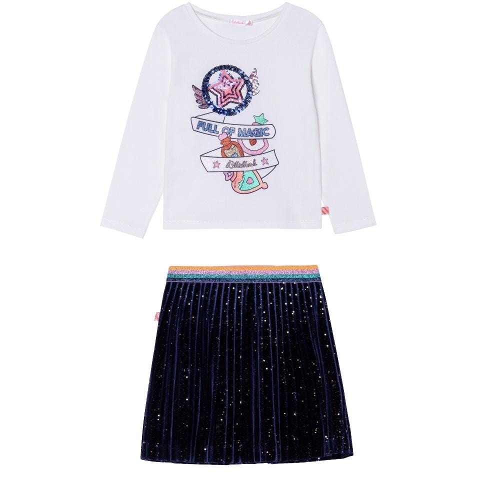 BILLIEBLUSH - Velour Skirt Set - Navy