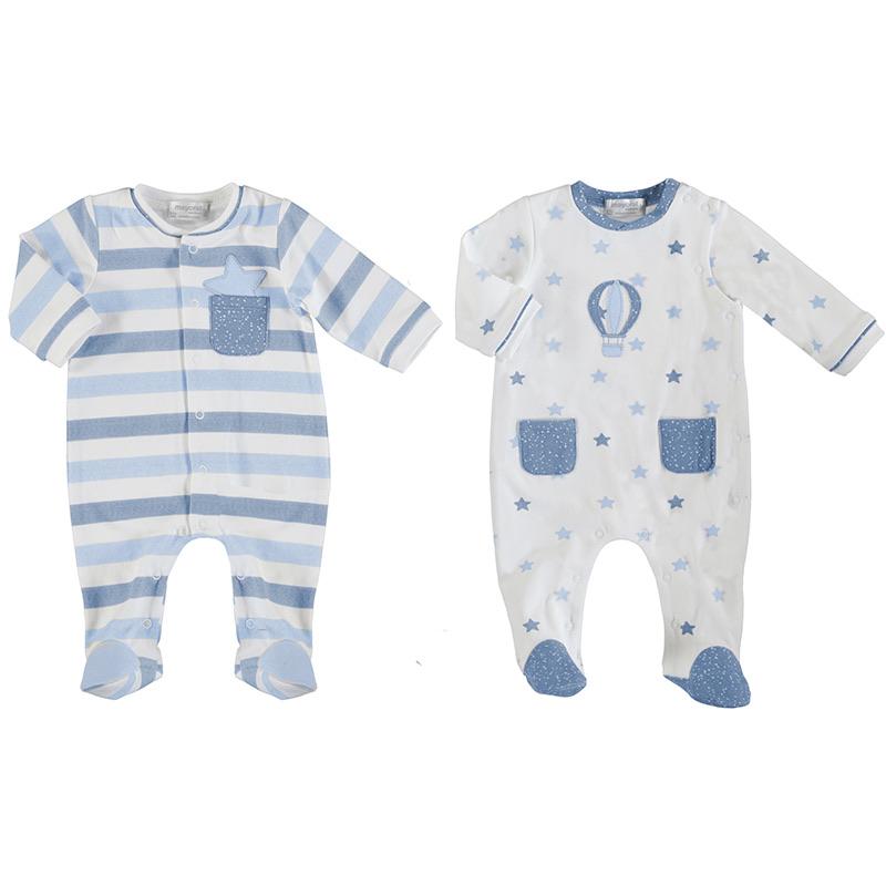 MAYORAL - Air Balloon Babygrow 2 Pack - Light Blue