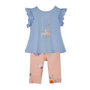 LAPIN HOUSE  - Bunny Capri Legging Set - Peach/Blue