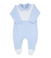 Rapife - Broderie Anglaiseg Detail Babygrow - Blue