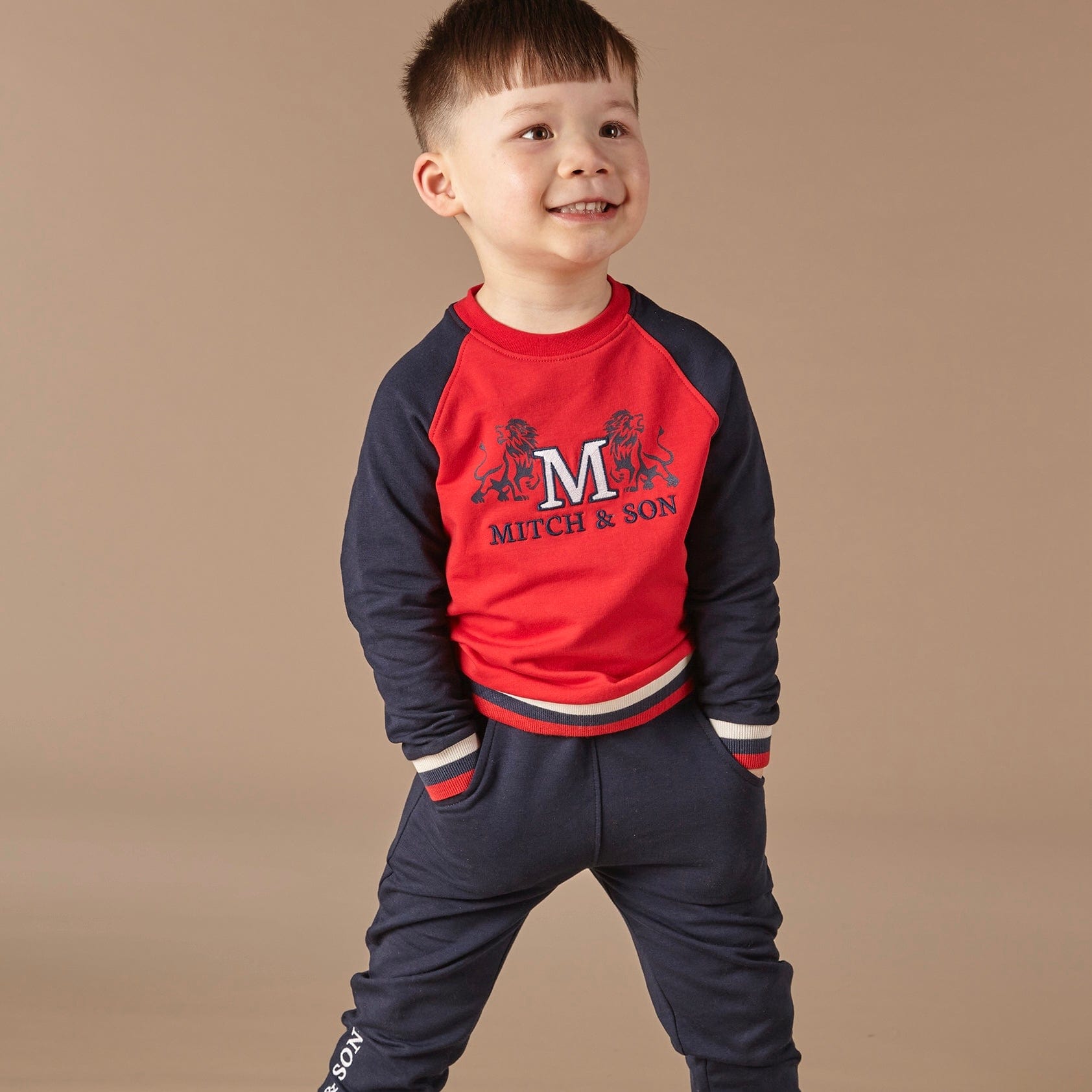 MITCH & SON - Fred College Crewneck Tracksuit  - Blue Navy