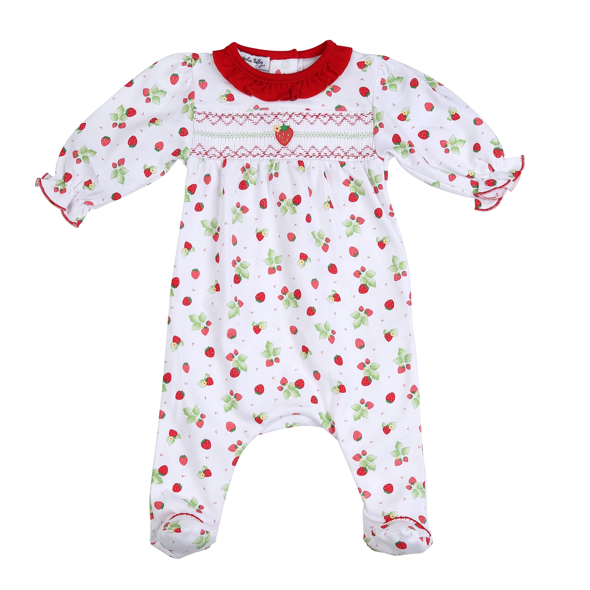 MAGNOLIA BABY - So Berry Cute Smocked Three Piece Set  - Red