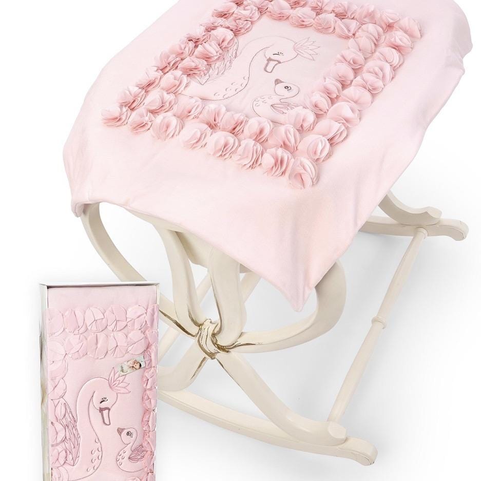 SOFIJA  - Velour Swan Blanket - Pink